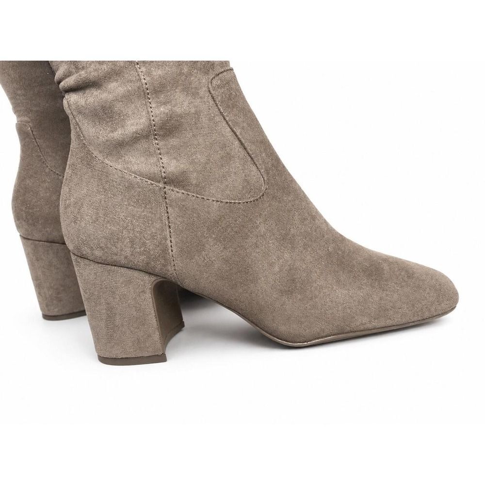 Anne Klein Toronto Taupe Faux Suede Knee High Boots Size 7 Square Toe NIB - Picture 5 of 8